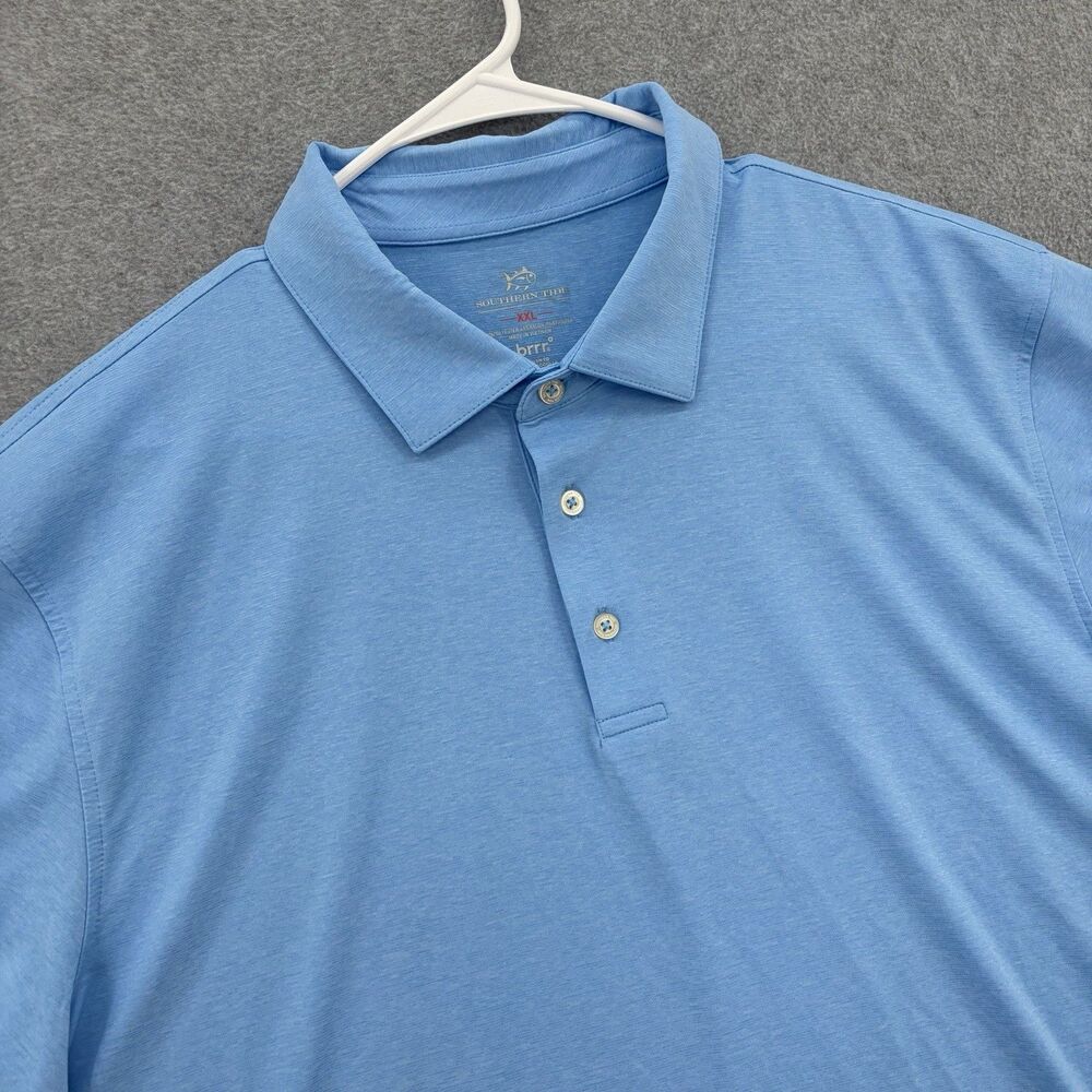 Southern Tide brrr Polo Shirt Mens XXL Blue Performance Stretch Golf Cooling